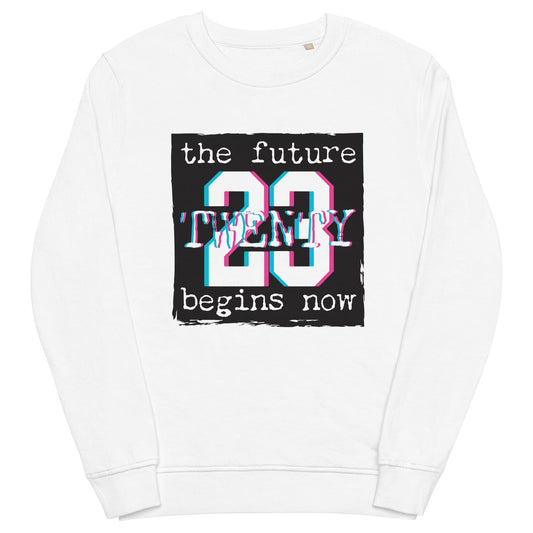 TWENTY23. #201. White, soft and cozy sweatshirt with a print on the front. - GRAFOTURE