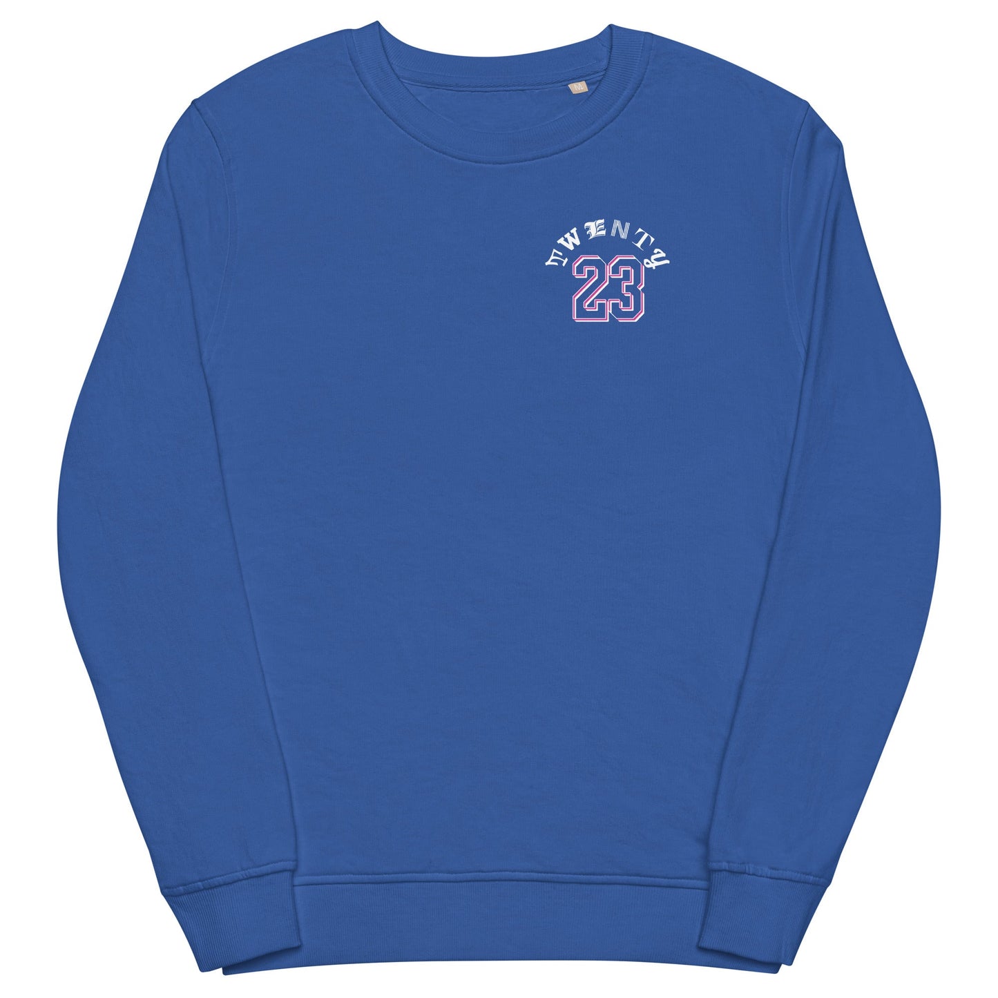 TWENTY23. #203. Royal Blue organic sweatshirt with a print on the front and back. - GRAFOTURE