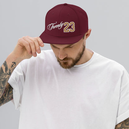 TWENTY23. #301. Embroidered Snapback Cap, Maroon. - GRAFOTURE