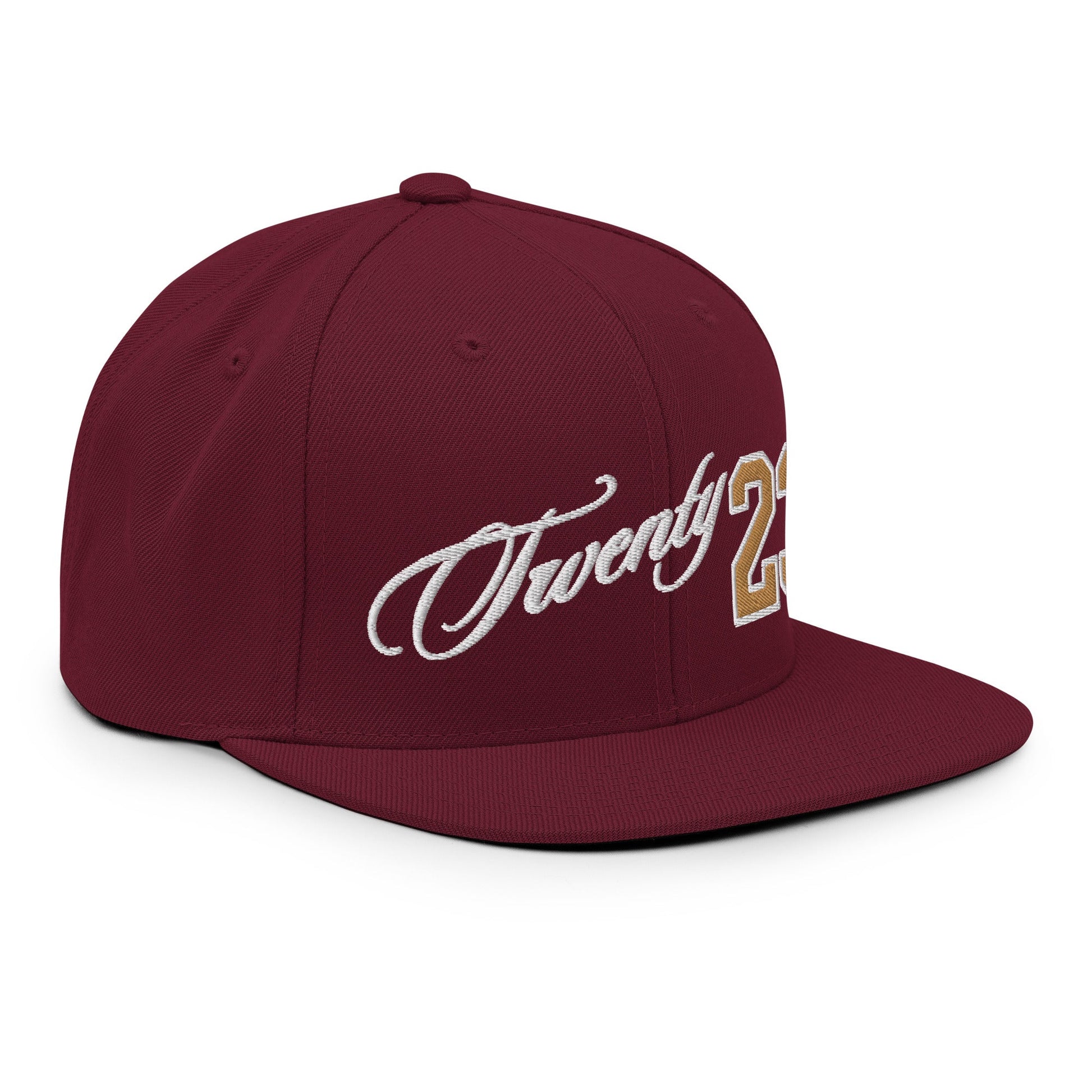 TWENTY23. #301. Embroidered Snapback Cap, Maroon. - GRAFOTURE