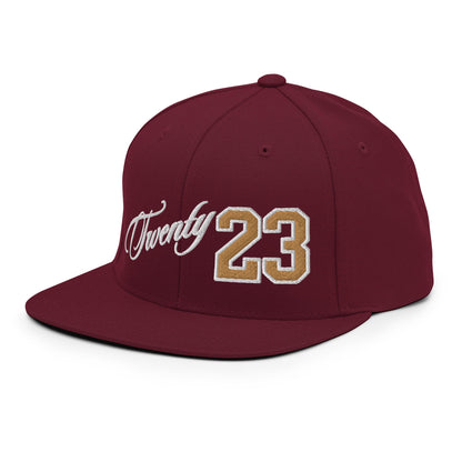 TWENTY23. #301. Embroidered Snapback Cap, Maroon. - GRAFOTURE