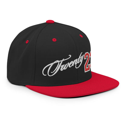 TWENTY23. #302. Embroidered Snapback Cap, Black/Red. - GRAFOTURE