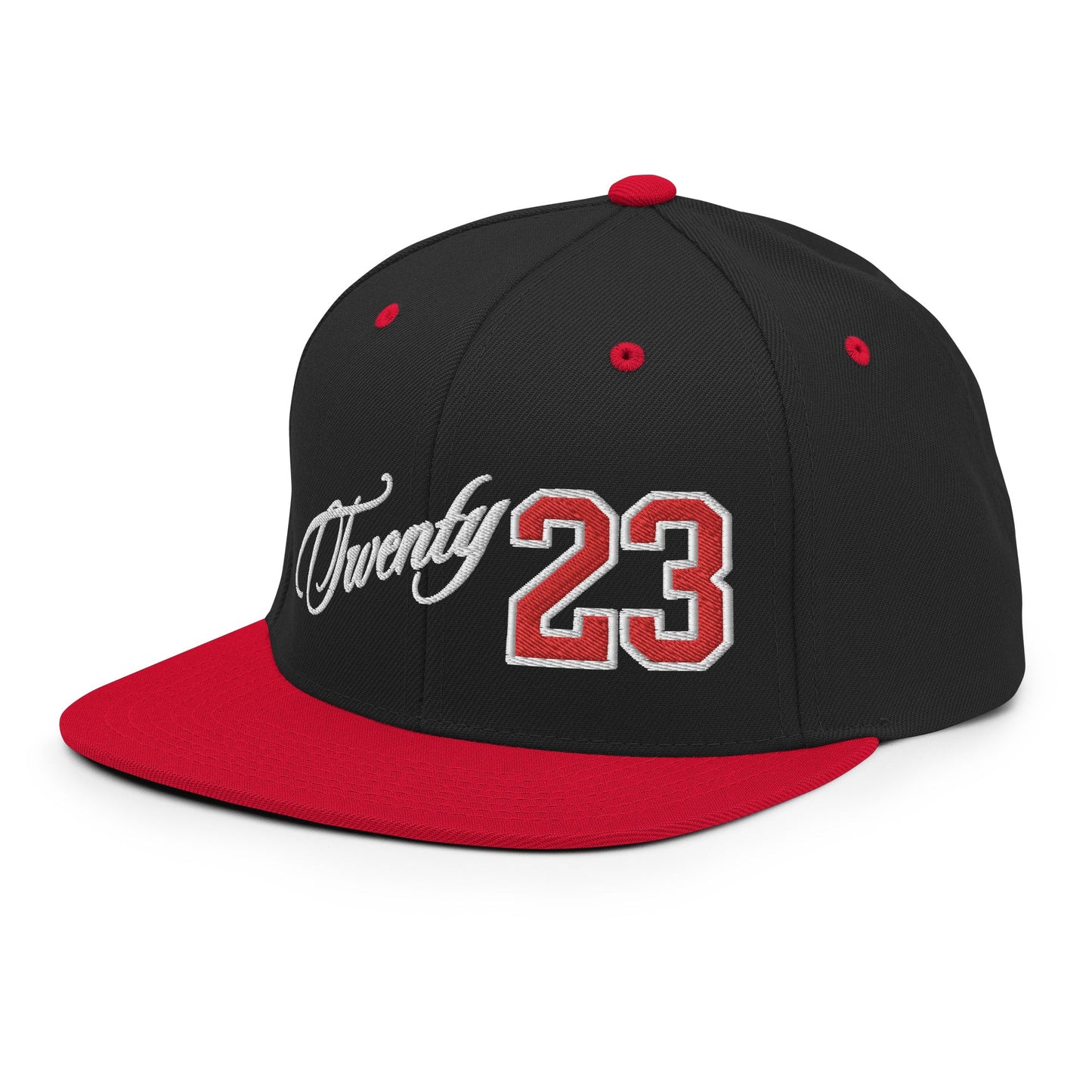 TWENTY23. #302. Embroidered Snapback Cap, Black/Red. - GRAFOTURE