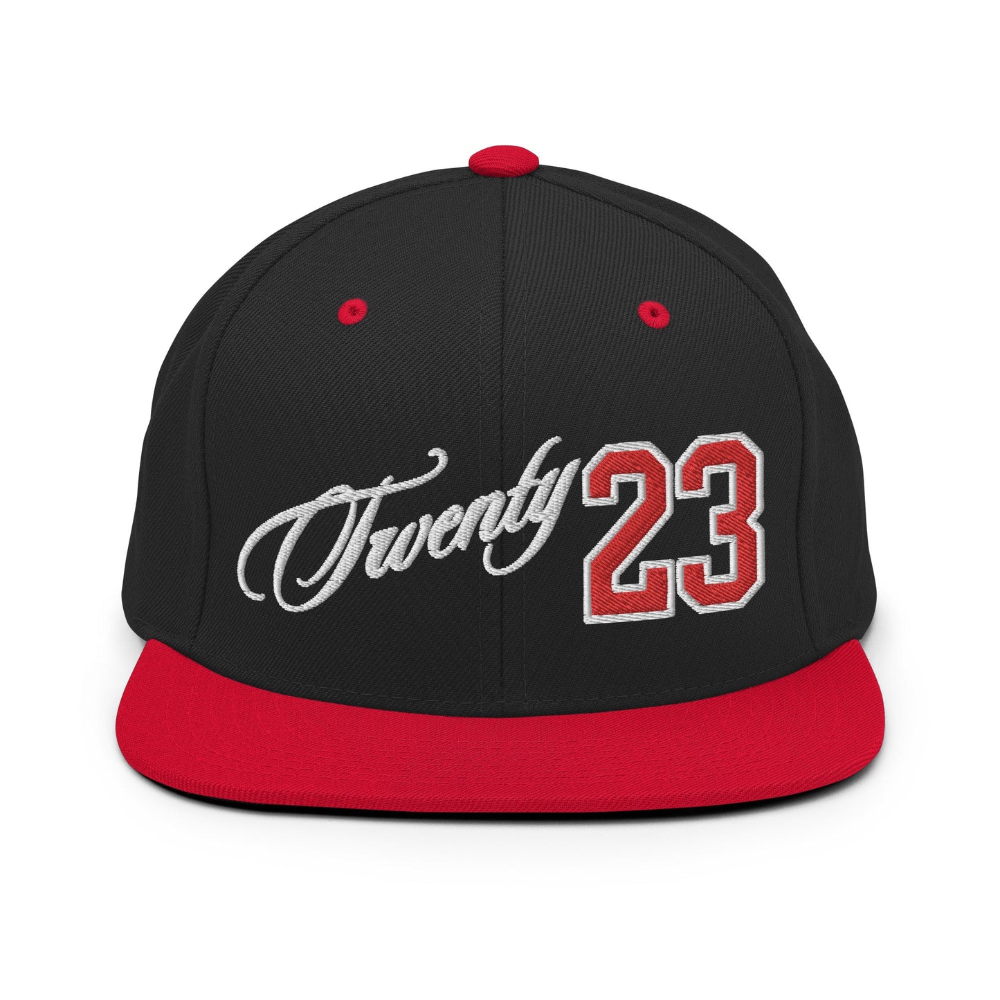 TWENTY23. #302. Embroidered Snapback Cap, Black/Red. - GRAFOTURE