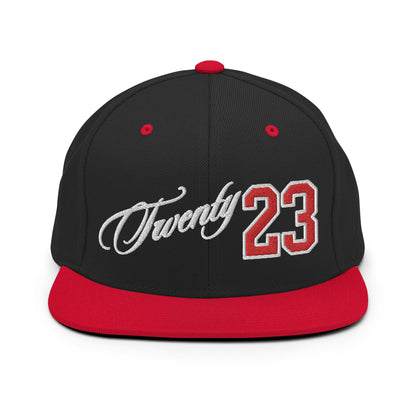 TWENTY23. #302. Embroidered Snapback Cap, Black/Red. - GRAFOTURE