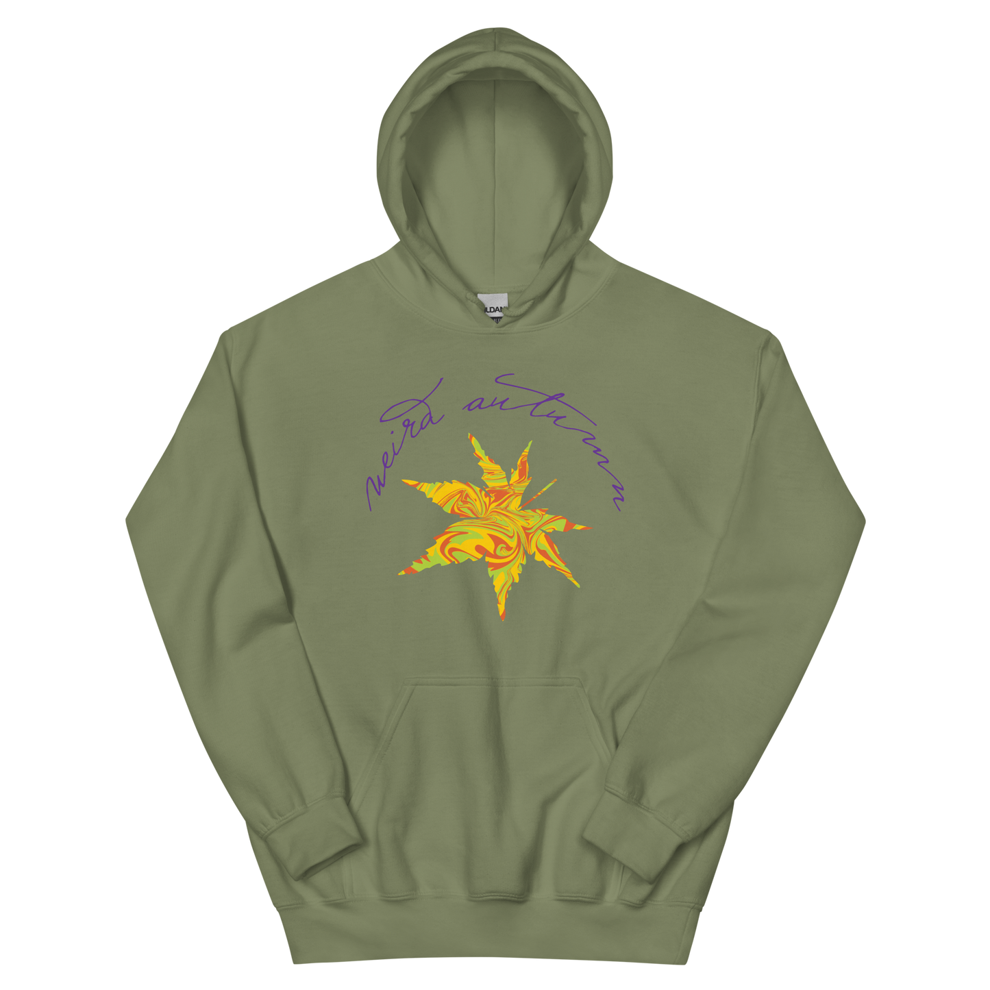 weird autumn. #214. Graphic Hoodie, Military Green.